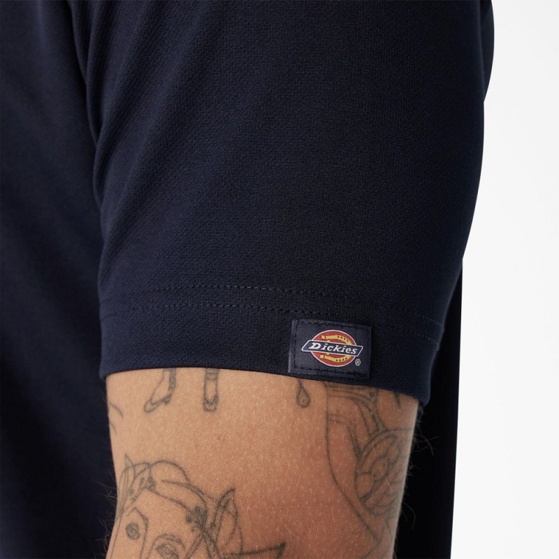 Navy Men's Dickies Short Sleeve Performance Polo Shirt | UJD096817