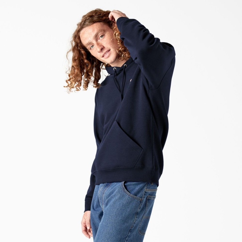 Navy Men's Dickies Skateboarding Chest Logo Hoodie | PIU564981