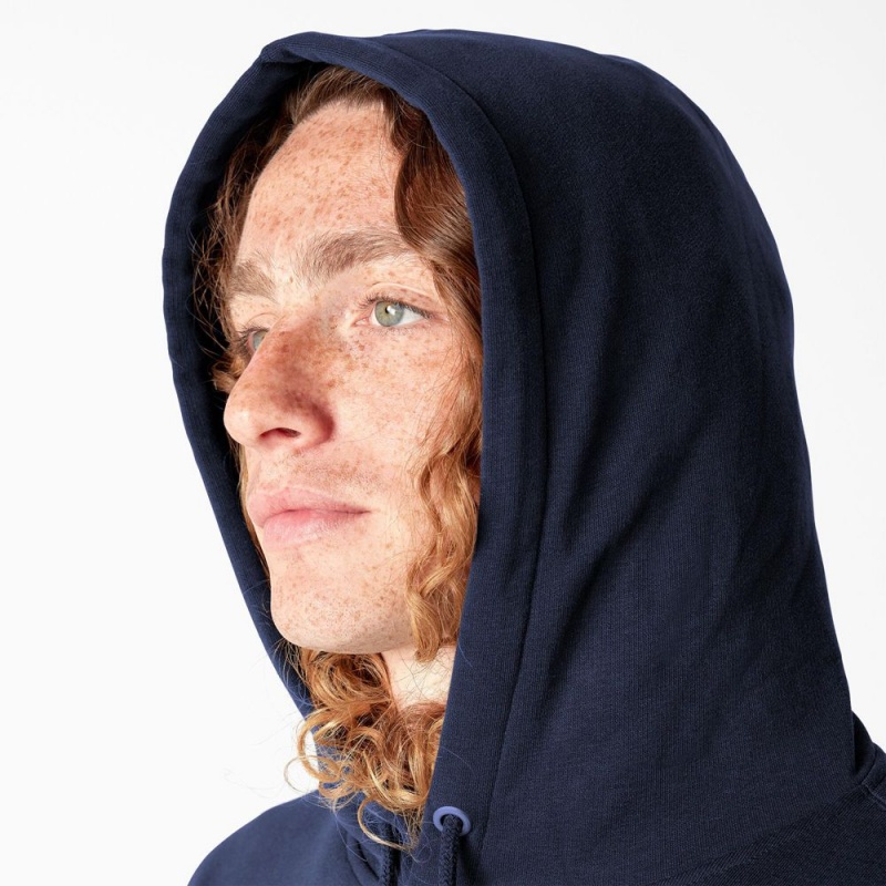 Navy Men's Dickies Skateboarding Chest Logo Hoodie | PIU564981