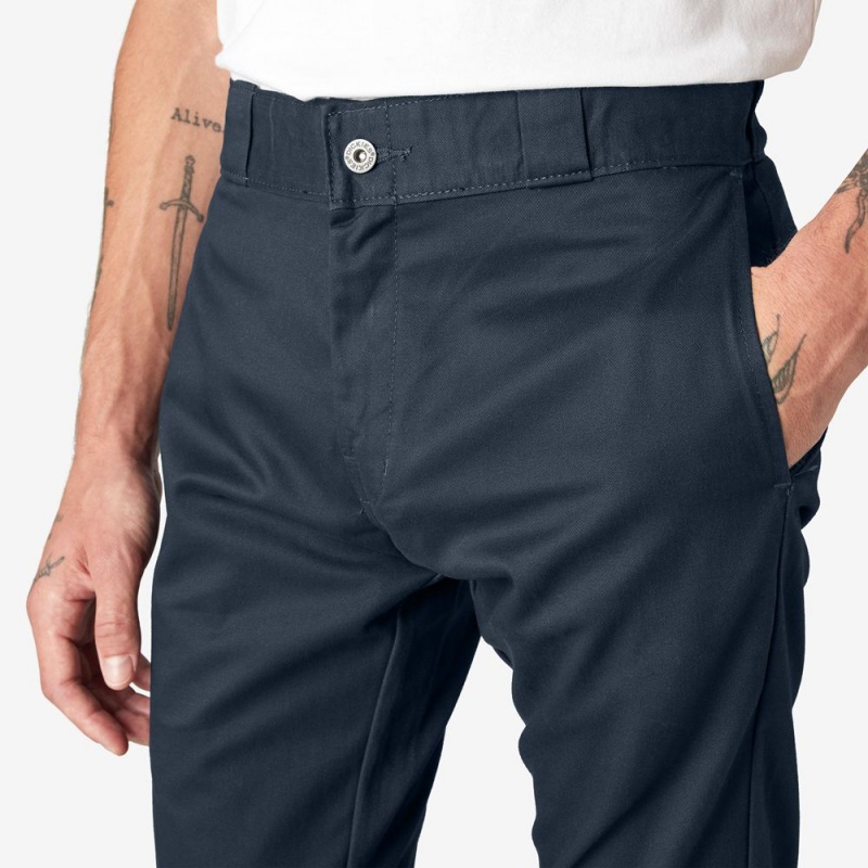 Navy Men's Dickies Skinny Fit Double Knee Work Pants | OFC798251