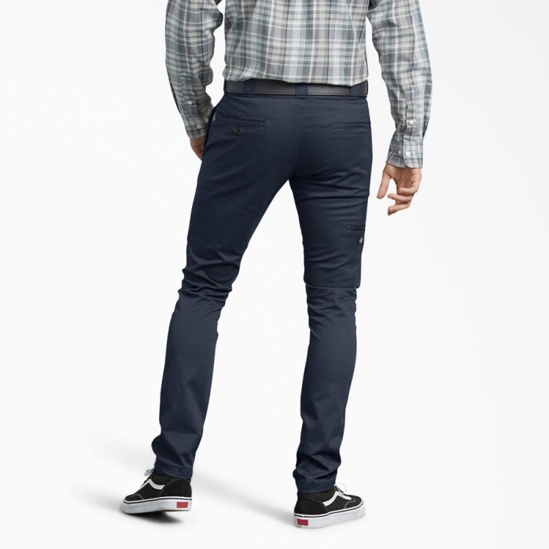 Navy Men's Dickies Skinny Fit Work Pants | GIK102475