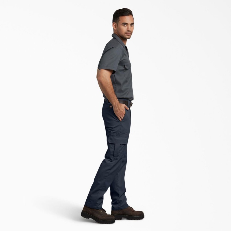 Navy Men's Dickies Slim Fit Cargo Pants | VNH698431