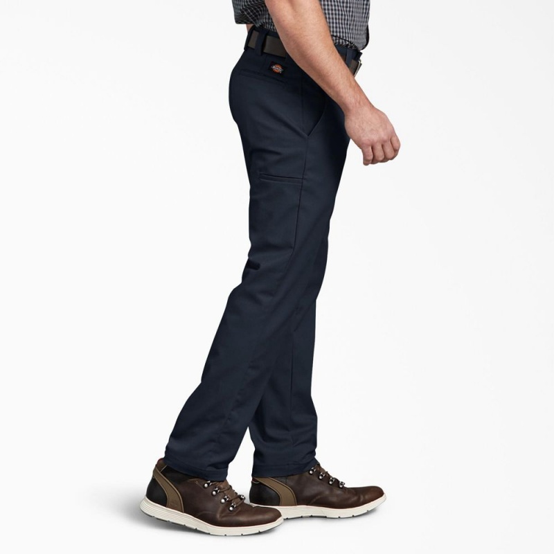 Navy Men's Dickies Slim Fit Tapered Leg Multi-Use Pocket Work Pants | KZH081569