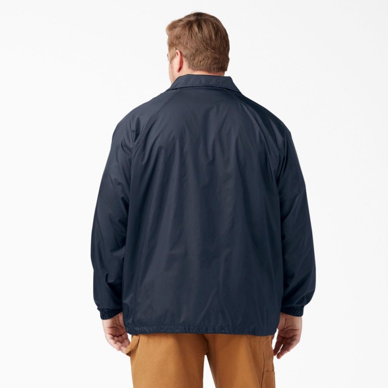 Navy Men's Dickies Snap Front Jacket | NKM906832