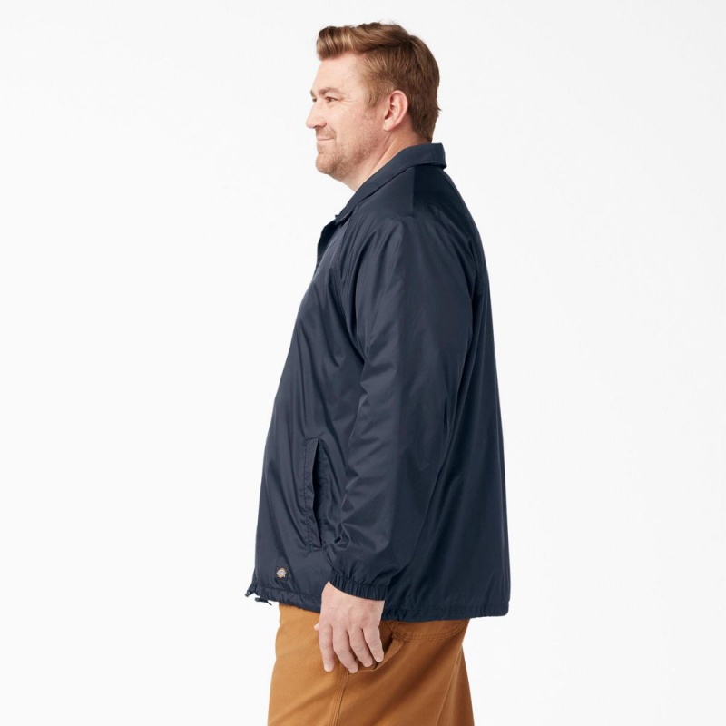 Navy Men's Dickies Snap Front Jacket | NKM906832