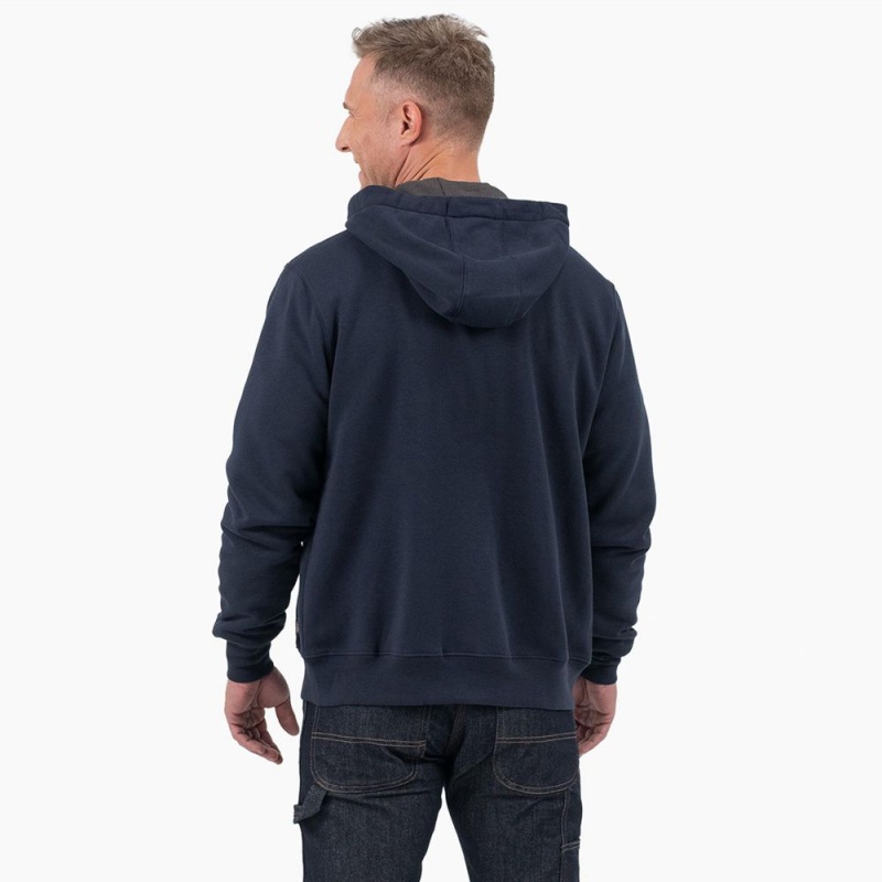 Navy Men's Dickies Thermal Lined Full-Zip Fleece Hoodie | PDH940783