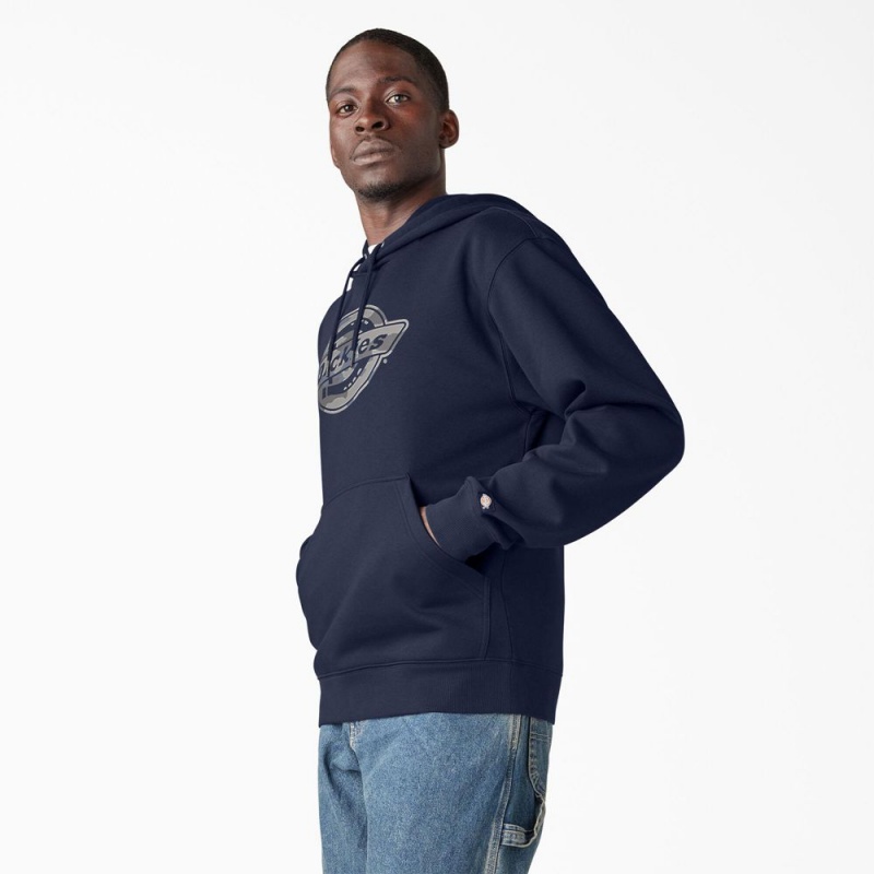 Navy Men's Dickies Water Repellent Camo Logo Hoodie | XBP126035