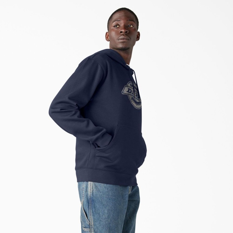 Navy Men's Dickies Water Repellent Camo Logo Hoodie | XBP126035