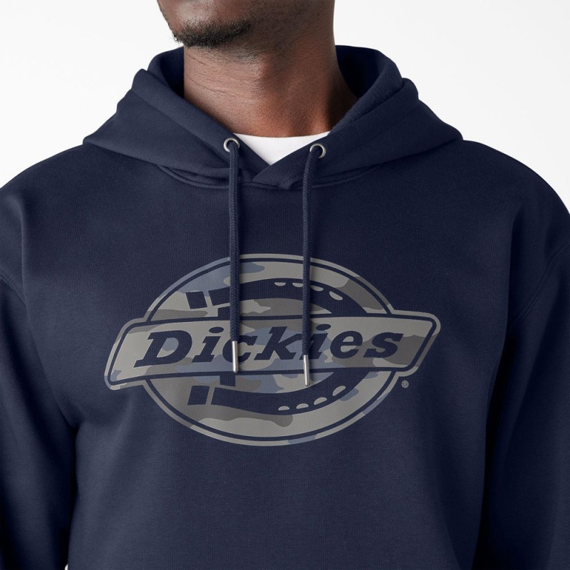 Navy Men's Dickies Water Repellent Camo Logo Hoodie | XBP126035