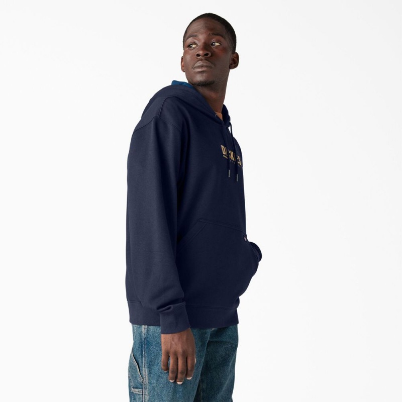 Navy Men's Dickies Water Repellent Workwear Graphic Hoodie | NBX790264