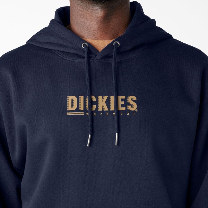 Navy Men's Dickies Water Repellent Workwear Graphic Hoodie | NBX790264