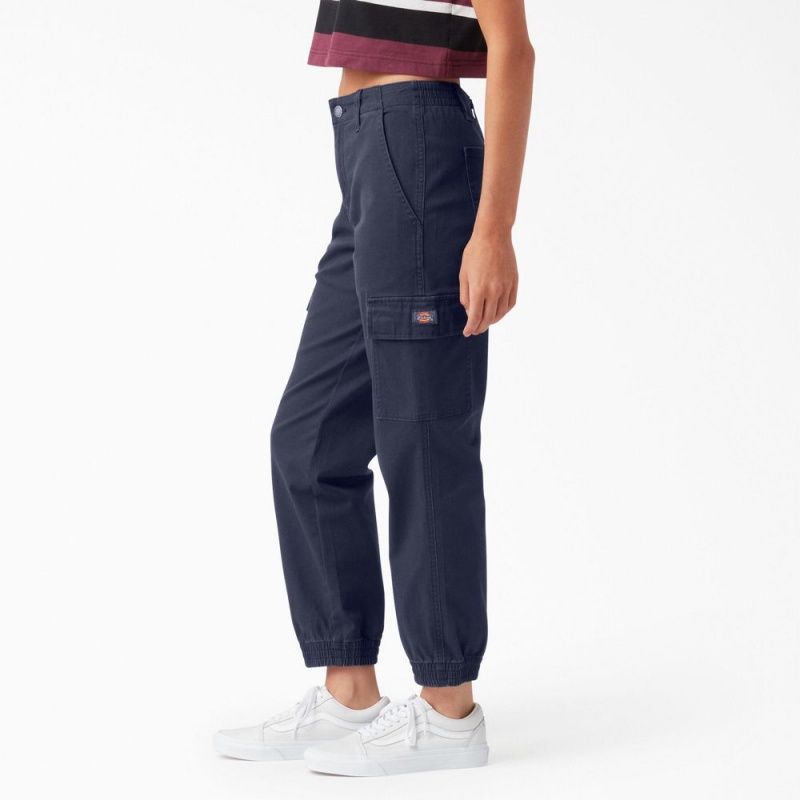 Navy Women's Dickies High Rise Fit Jogger Cargo Pants | SLO453092