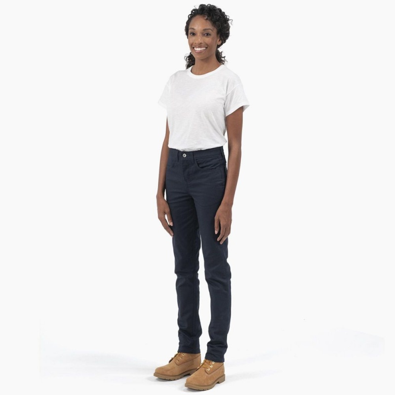 Navy Women's Dickies High Rise Skinny Twill Pants | NIR308912