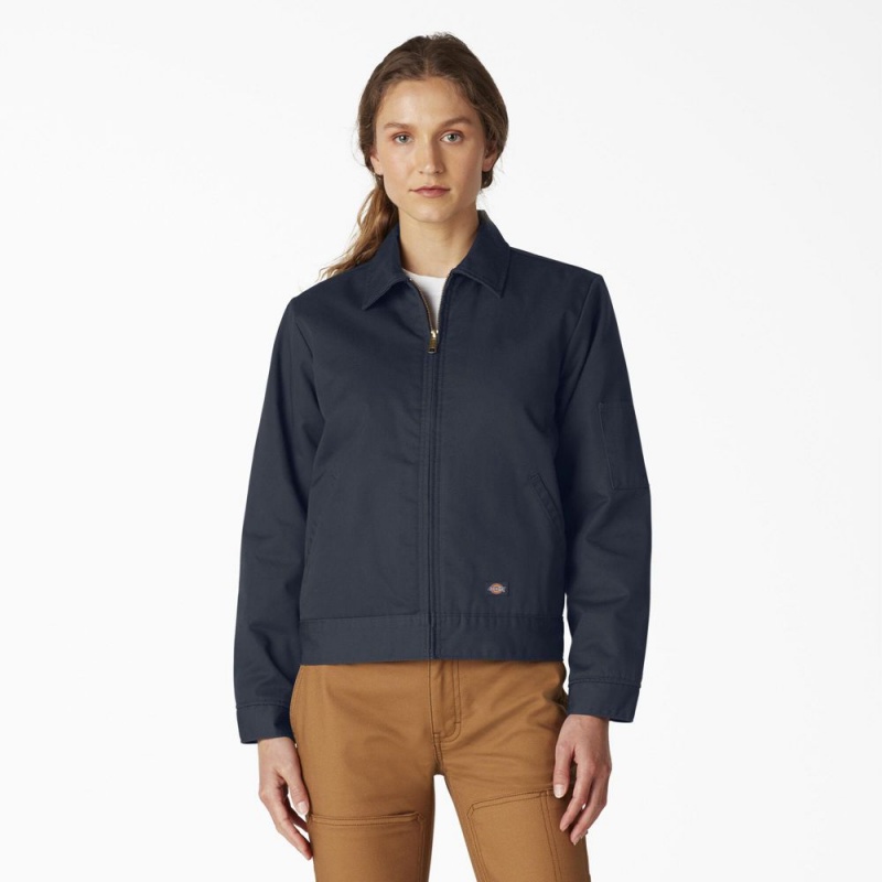 Navy Women\'s Dickies Insulated Eisenhower Jacket | VMJ723168