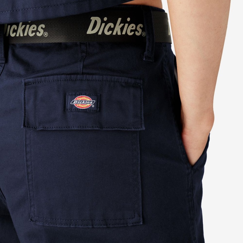 Navy Women's Dickies Relaxed Fit Cropped Cargo Pants | KRC250947