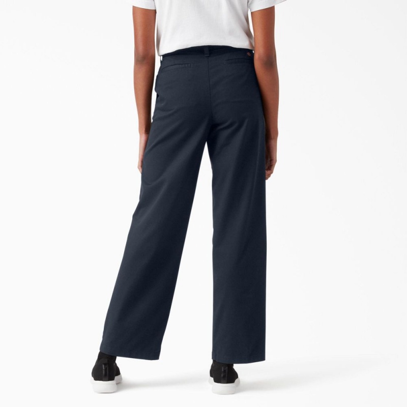 Navy Women's Dickies Relaxed Fit Wide Leg Pants | PAK197852