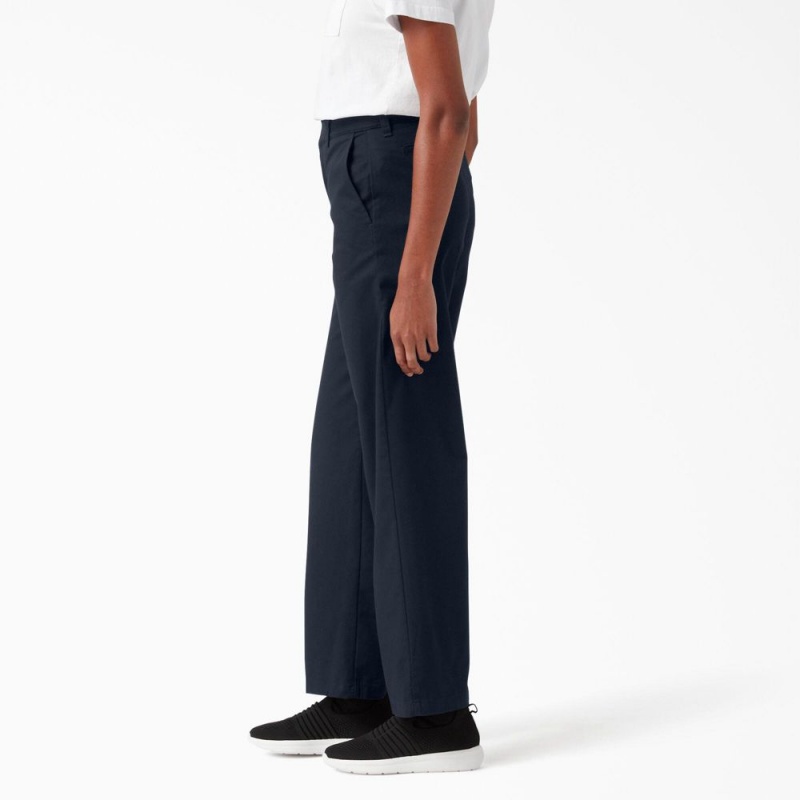 Navy Women's Dickies Relaxed Fit Wide Leg Pants | PAK197852