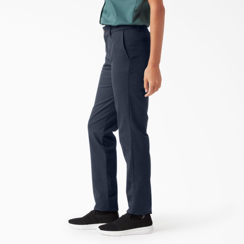 Navy Women's Dickies Skinny Twill Pants | GIF735209