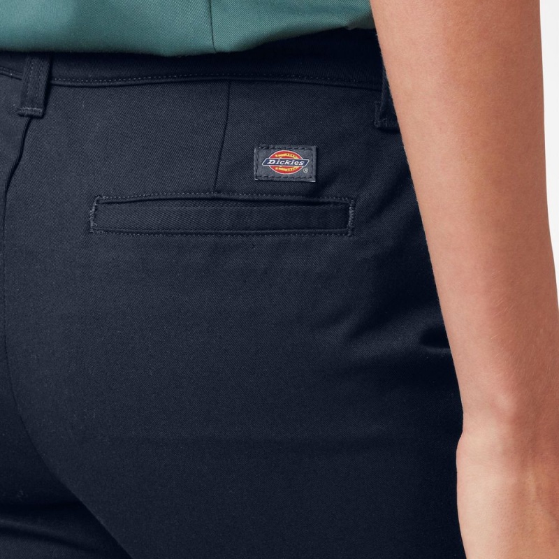 Navy Women's Dickies Skinny Twill Pants | GIF735209