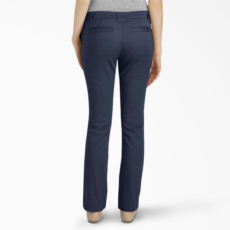 Navy Women's Dickies Slim Fit Pants | XCI021469