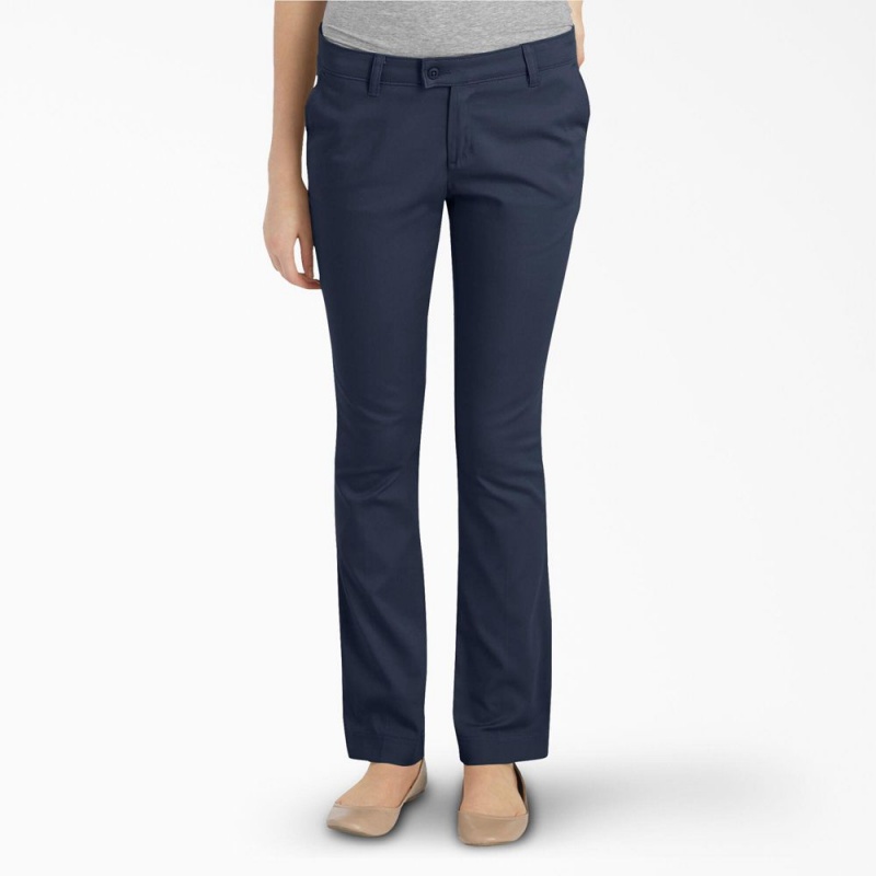 Navy Women\'s Dickies Slim Fit Pants | XCI021469