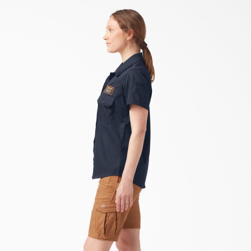 Navy Women's Dickies Traeger x Ultimate Grilling Shirt | RBV310729