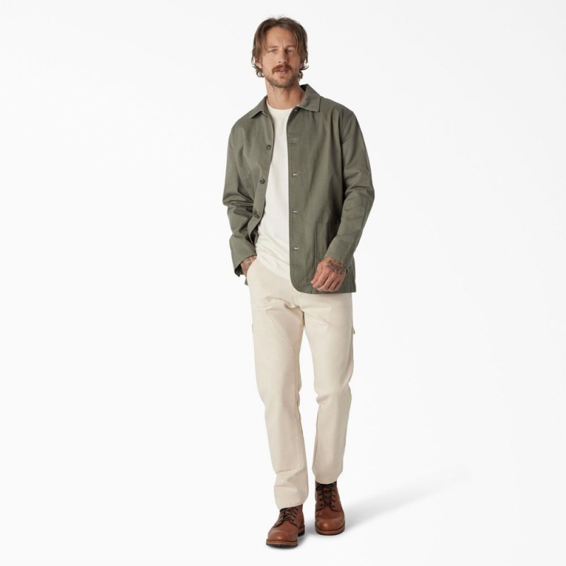 Olive Men's Dickies 1922 Herringbone Jacket | HYX170538