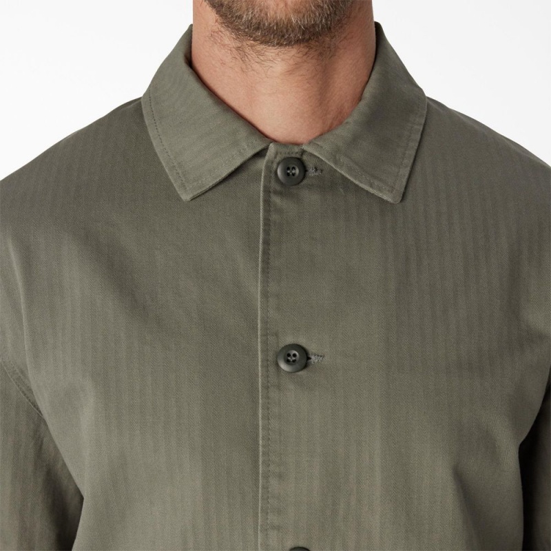 Olive Men's Dickies 1922 Herringbone Jacket | HYX170538