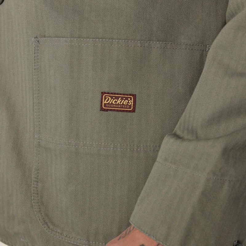 Olive Men's Dickies 1922 Herringbone Jacket | HYX170538