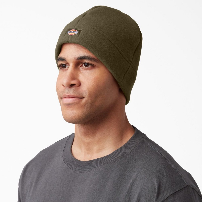 Olive Men's Dickies Fleece Beanie | PHX841670