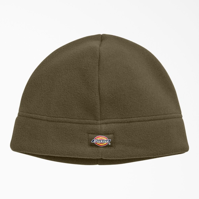 Olive Men\'s Dickies Fleece Beanie | PHX841670