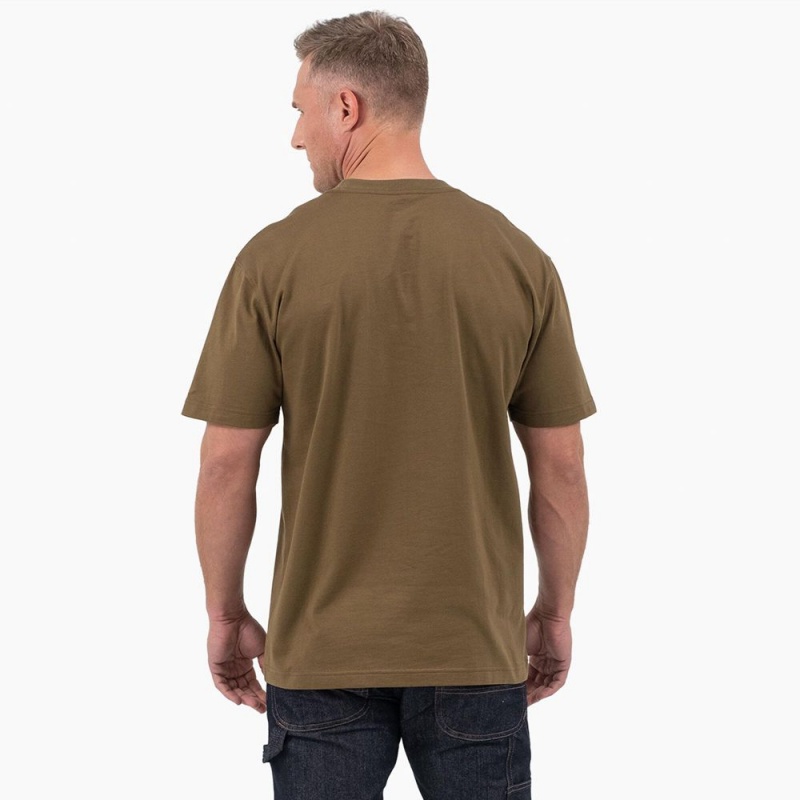 Olive Men's Dickies Short Sleeve Wordmark Graphic T-Shirt | RJX089764