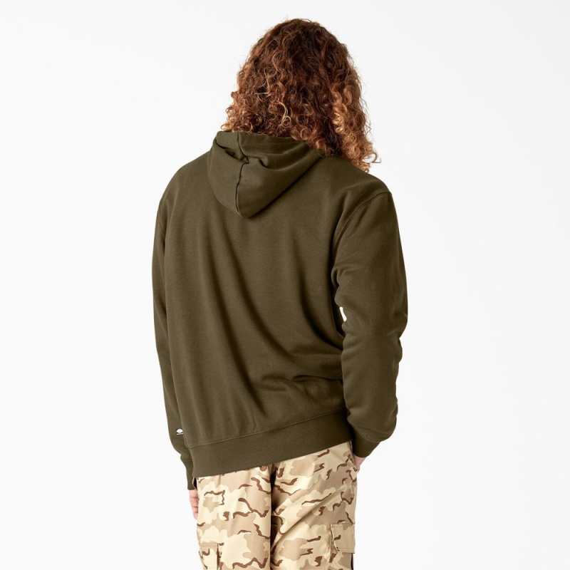 Olive Men's Dickies Skateboarding Graphic Hoodie | BJZ259631