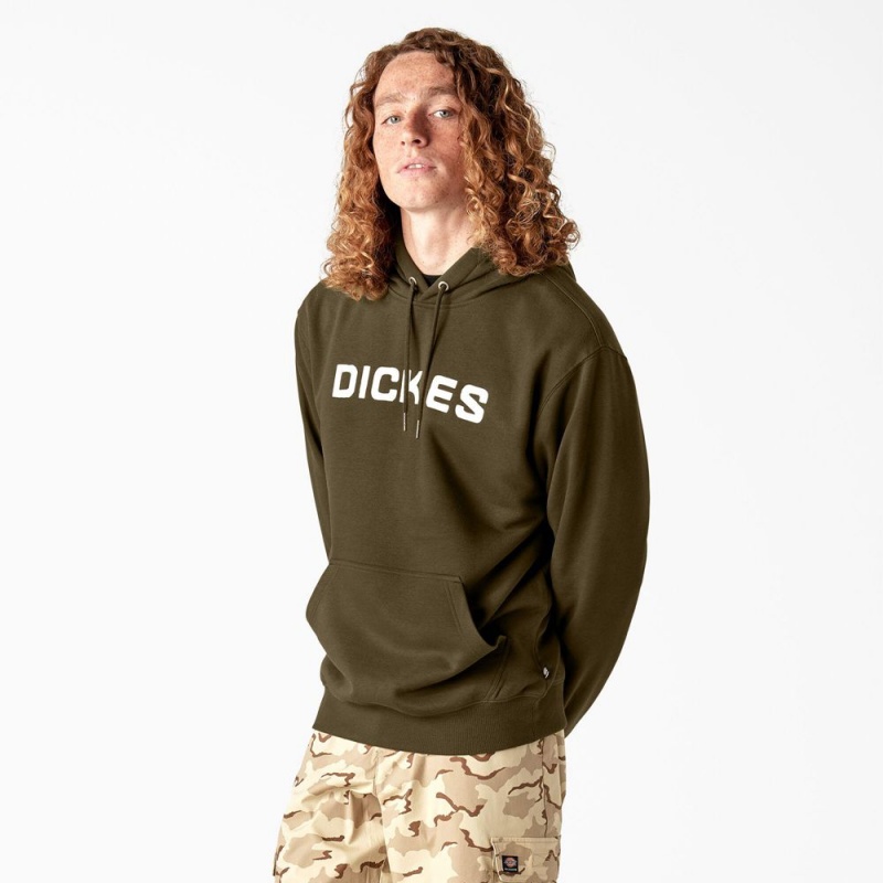 Olive Men's Dickies Skateboarding Graphic Hoodie | BJZ259631