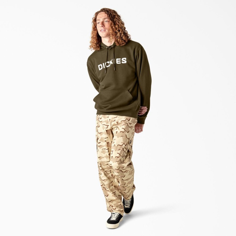 Olive Men's Dickies Skateboarding Graphic Hoodie | BJZ259631