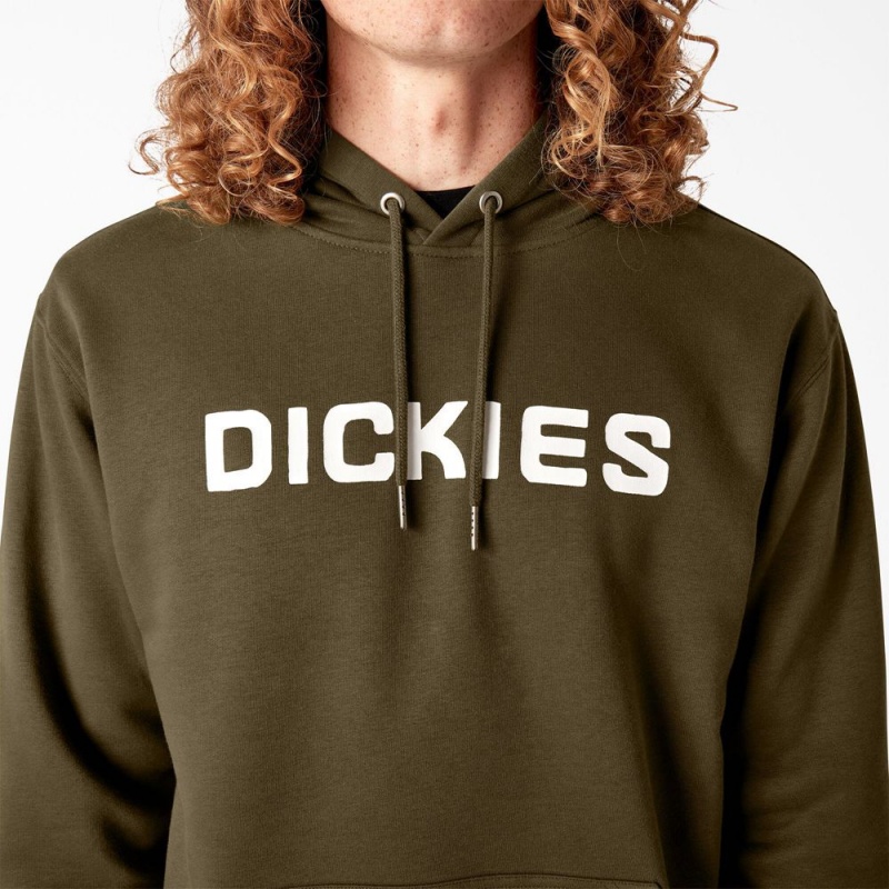 Olive Men's Dickies Skateboarding Graphic Hoodie | BJZ259631