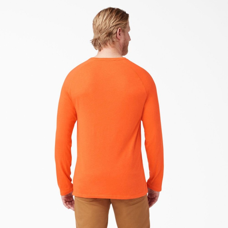 Orange Men's Dickies Cooling Long Sleeve Pocket T-Shirt | QTK850726