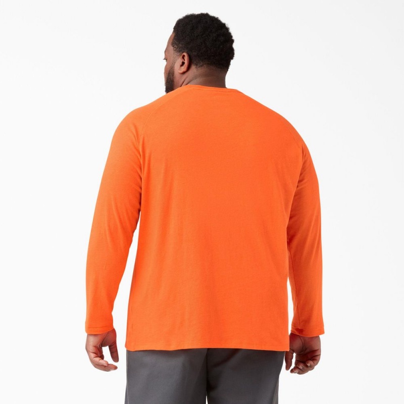 Orange Men's Dickies Cooling Long Sleeve Pocket T-Shirt | QTK850726