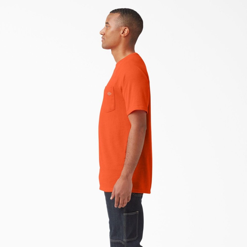 Orange Men's Dickies Cooling Short Sleeve Pocket T-Shirt | AXL369804