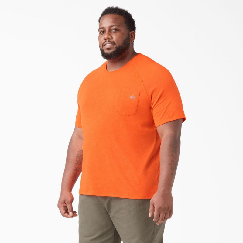 Orange Men's Dickies Cooling Short Sleeve Pocket T-Shirt | AXL369804