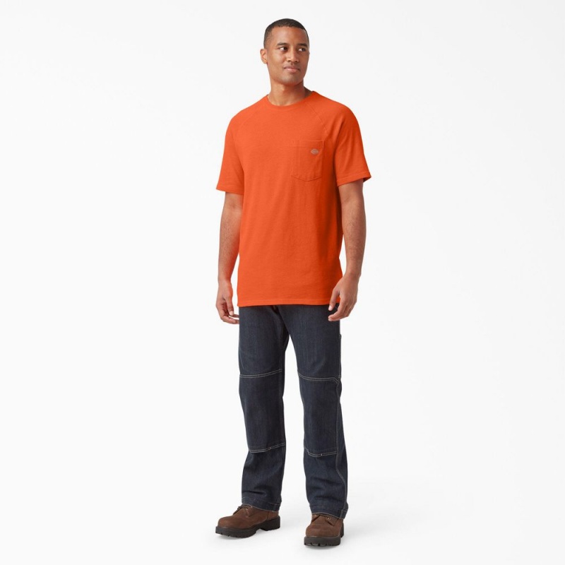 Orange Men's Dickies Cooling Short Sleeve Pocket T-Shirt | AXL369804