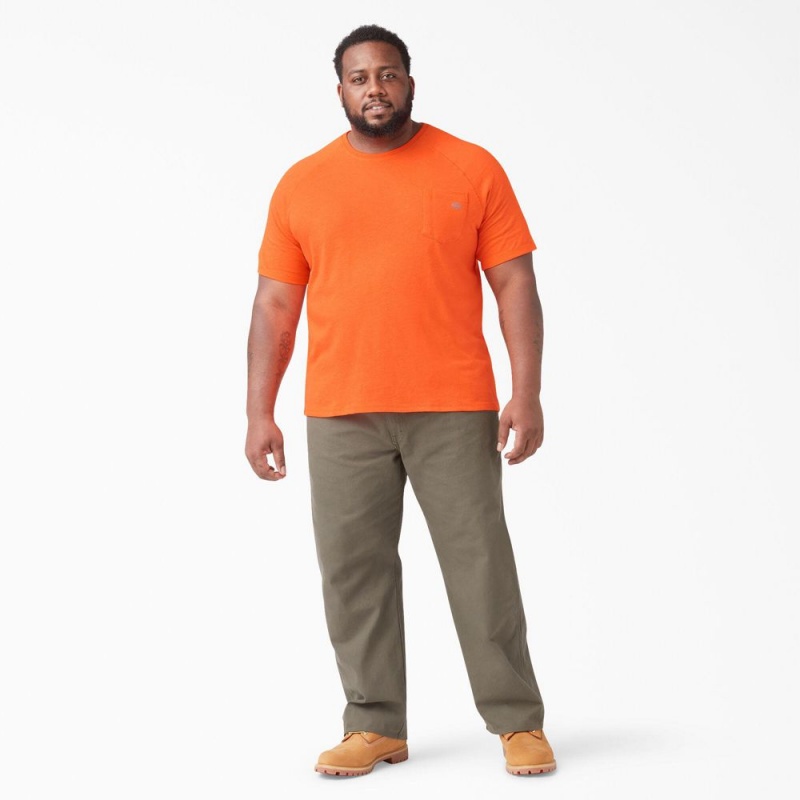 Orange Men's Dickies Cooling Short Sleeve Pocket T-Shirt | AXL369804