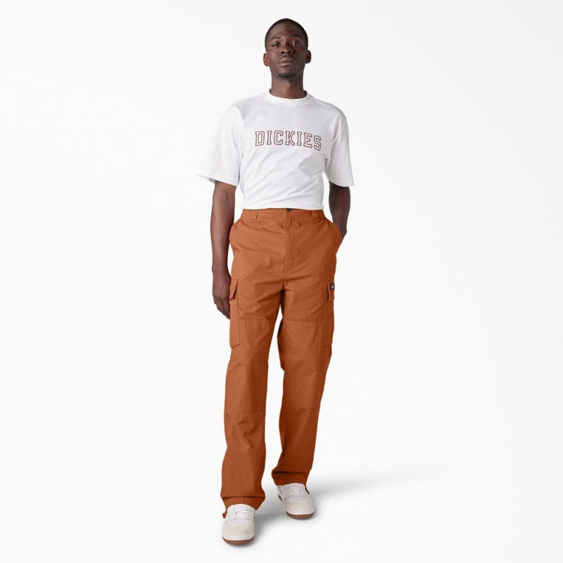 Orange Men's Dickies Eagle Bend Relaxed Fit Double Knee Cargo Pants | LWF482073