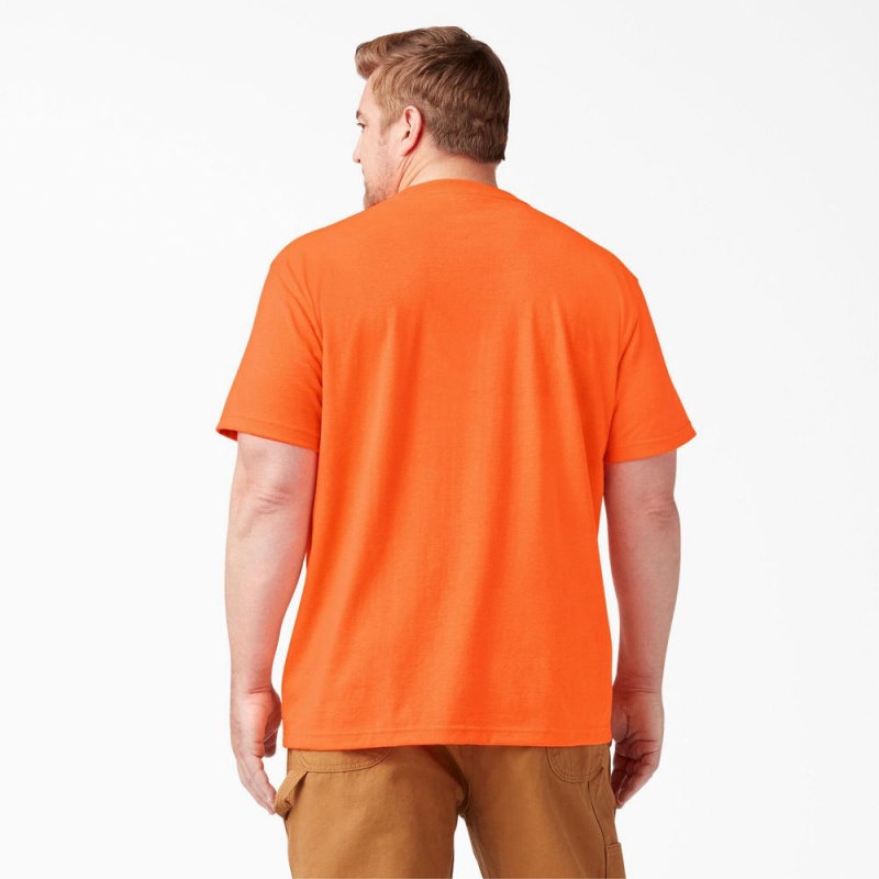 Orange Men's Dickies Heavyweight Neon Short Sleeve Pocket T-Shirt | KRT983765