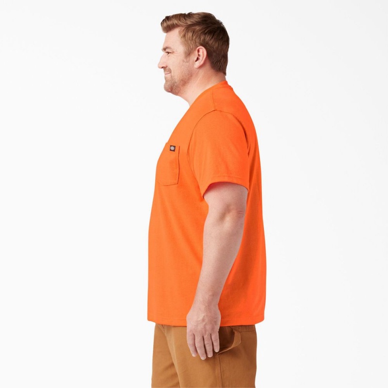 Orange Men's Dickies Heavyweight Neon Short Sleeve Pocket T-Shirt | KRT983765