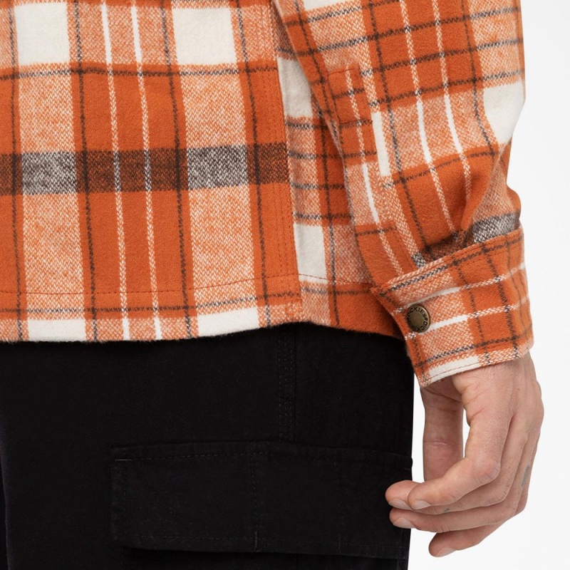 Orange Men's Dickies Nimmons Plaid Long Sleeve Shirt | CJN596783