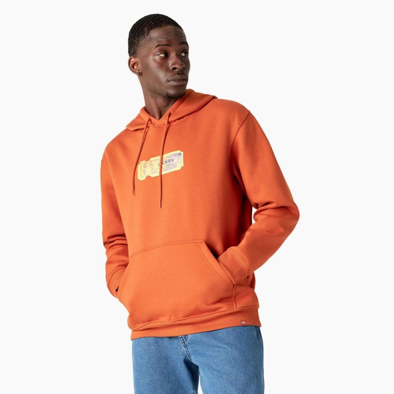 Orange Men's Dickies Paxico Graphic Hoodie | TBG204189