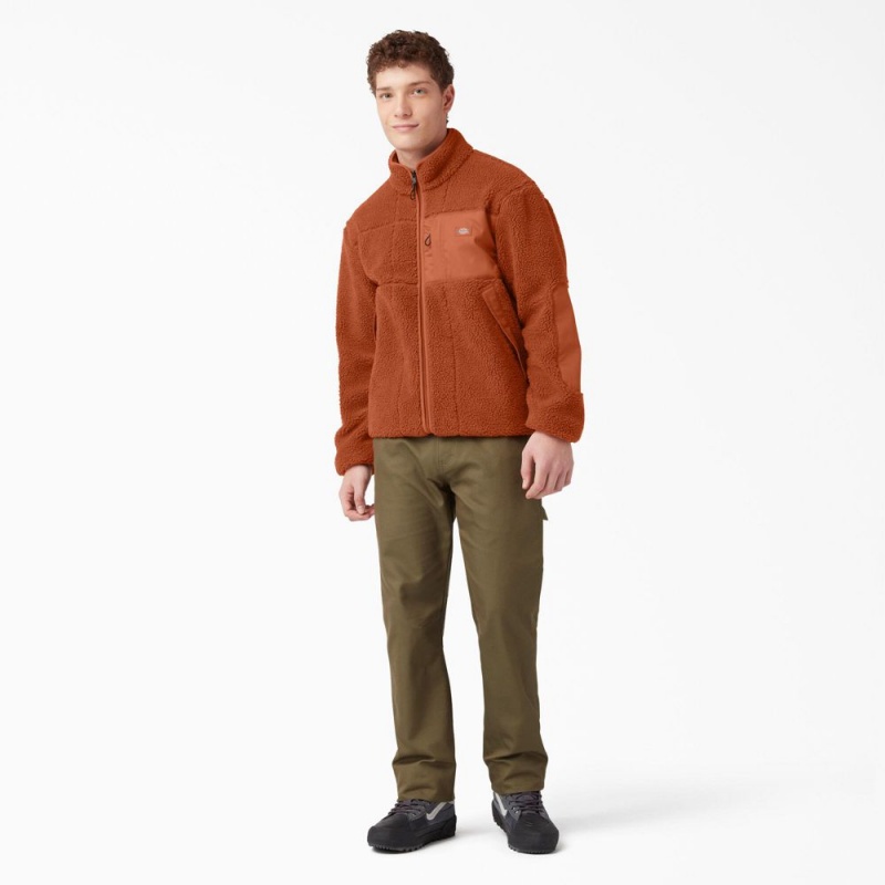 Orange Men's Dickies Red Chute Fleece Jacket | EBW703145