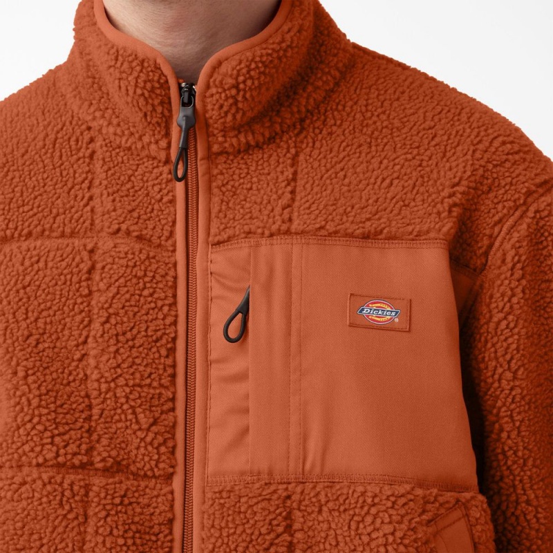 Orange Men's Dickies Red Chute Fleece Jacket | EBW703145