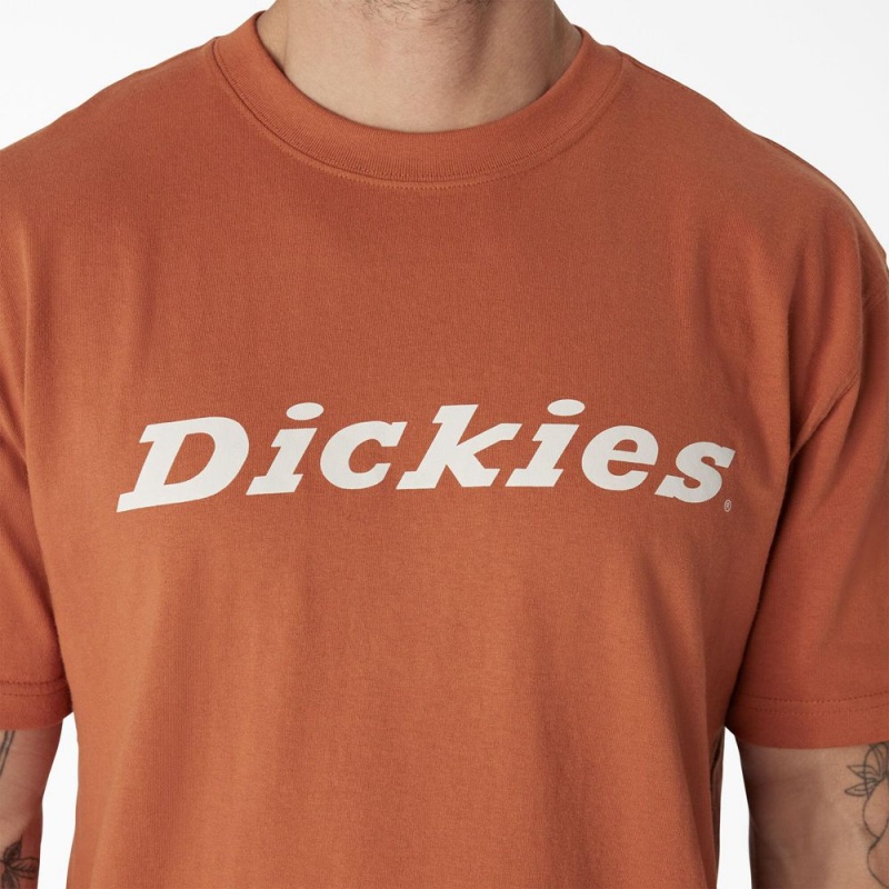 Orange Men's Dickies Short Sleeve Wordmark Graphic T-Shirt | TVG823941